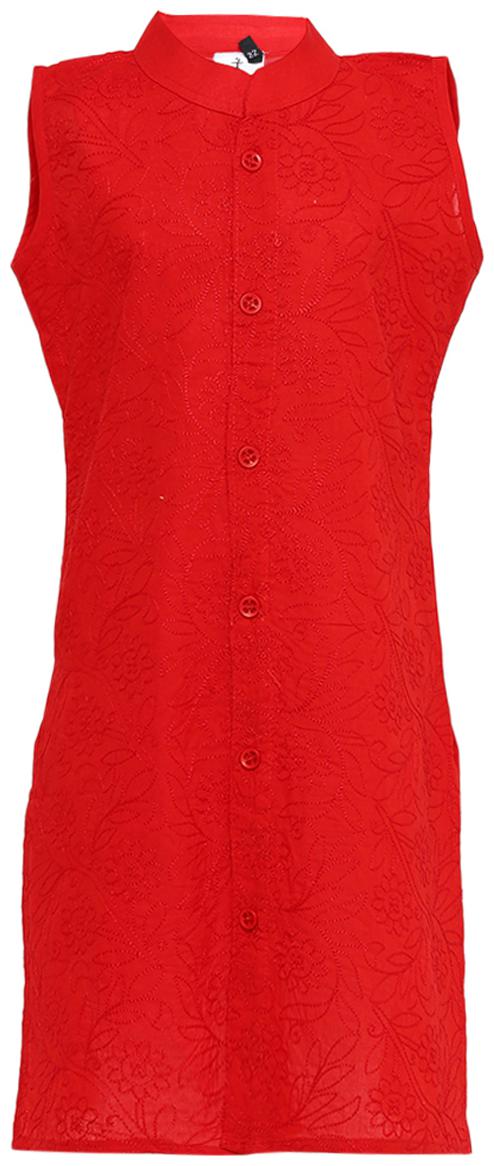 

Aarika Girl s Cotton Printed Sleeveless Kurta kurti - Red