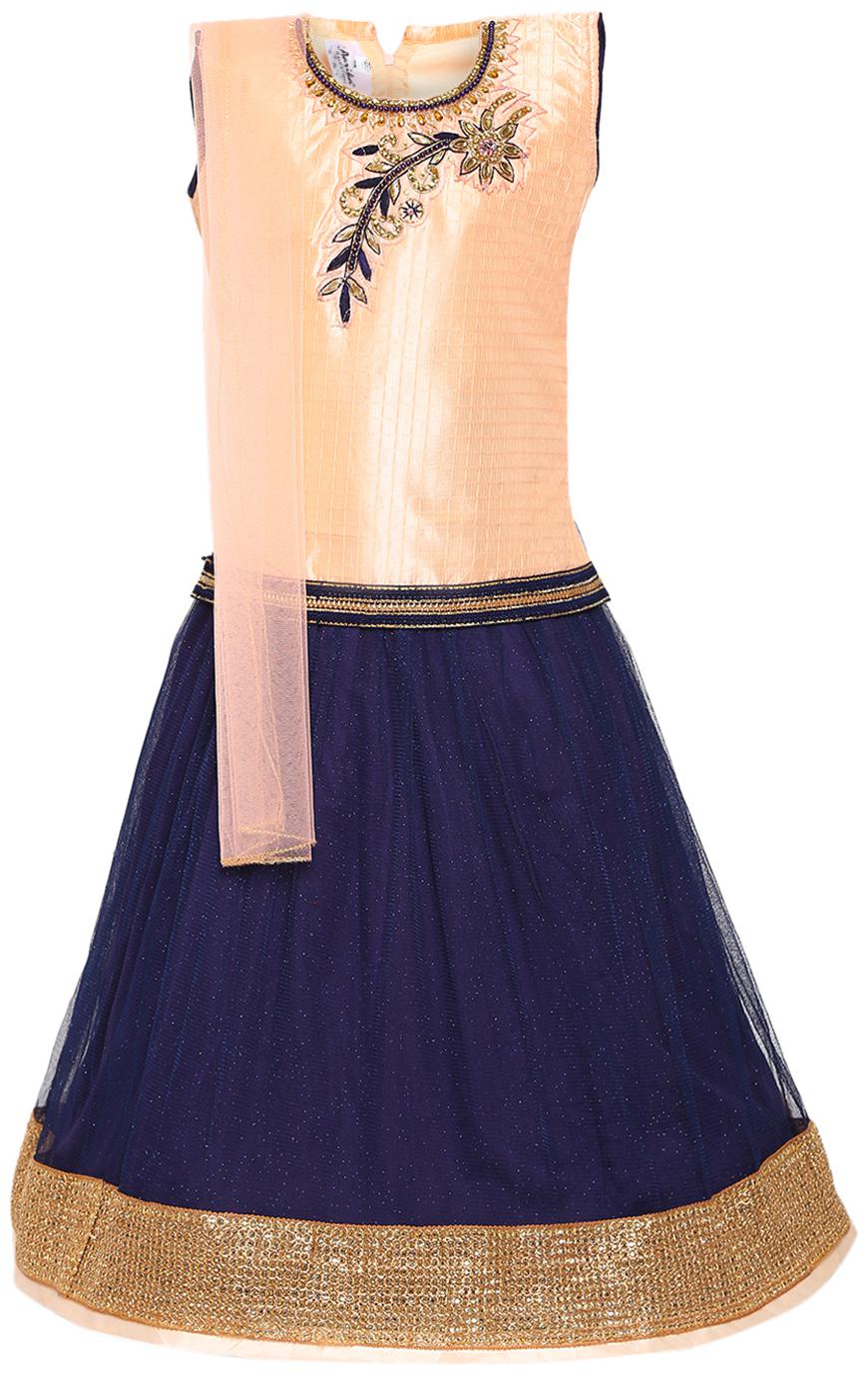

Aarika Girl s Tissue Lehenga Choli Dupatta Set (Peach Blue)