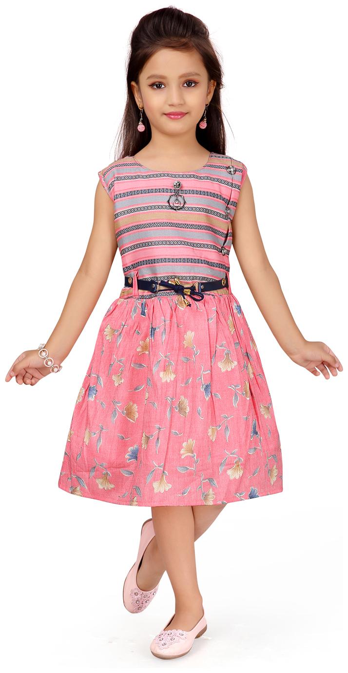 

Aarika Pink Cotton Sleeveless Knee Length Princess Frock ( Pack of 1 )