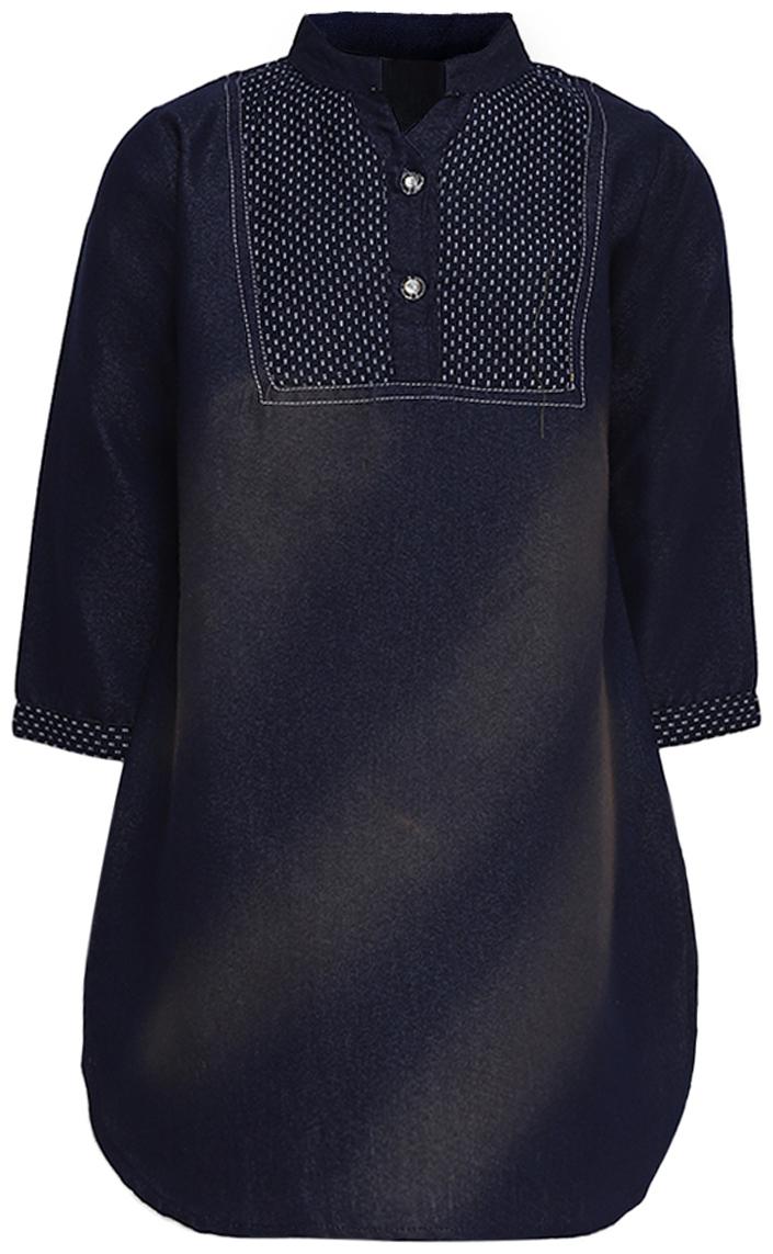 

Aarika Girl s Cotton Printed 3 4th sleeves Kurta kurti - Blue