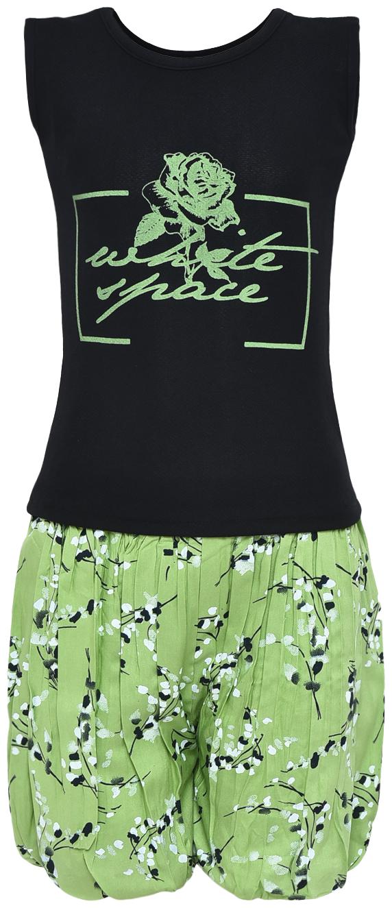 

Aarika Girl Rayon Top Bottom Set - Green Black