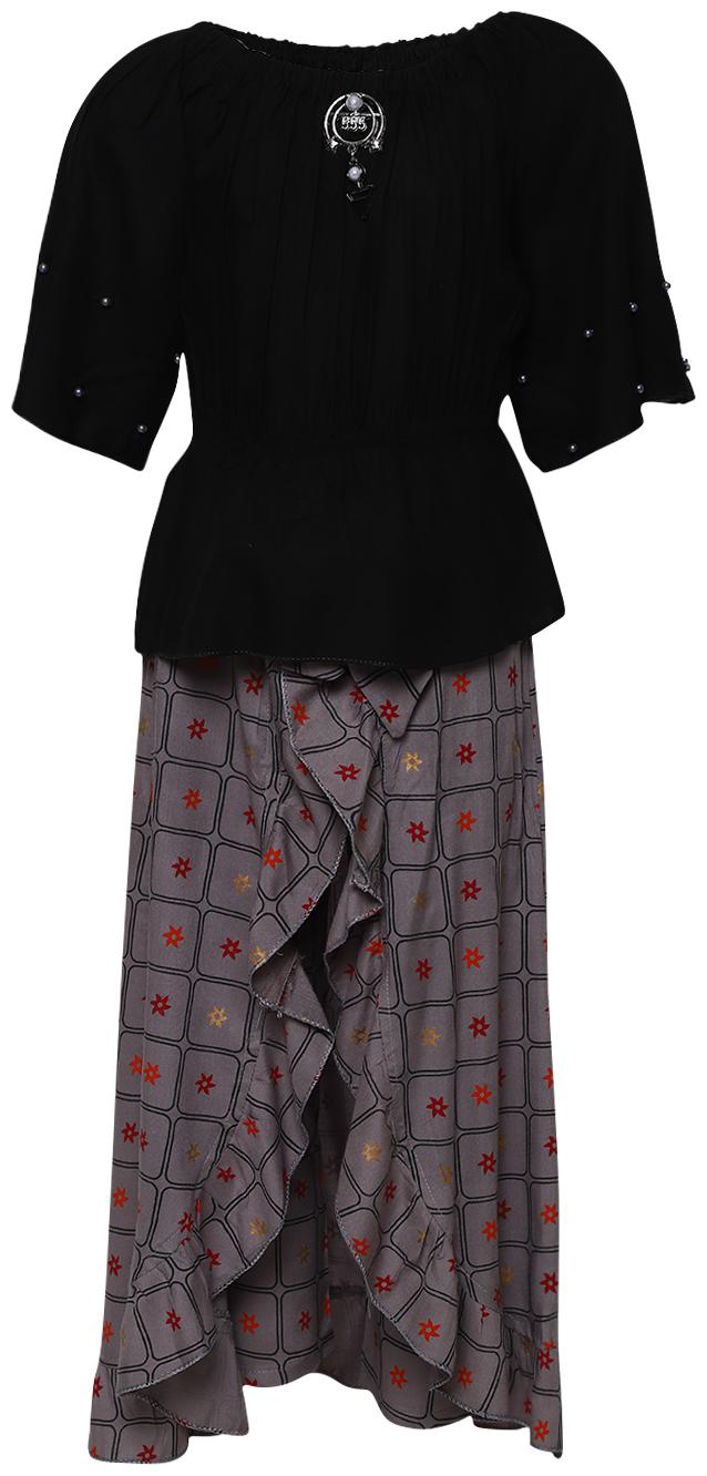 

Aarika Girl Cotton Top Bottom Set - Black
