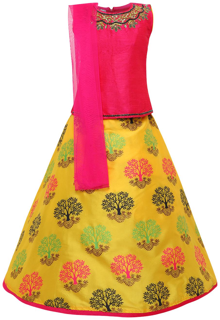 

Aarika Girl s Silk Embellished Sleeveless Lehenga choli - Pink