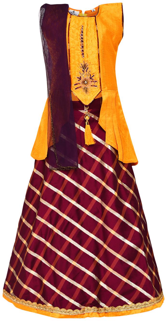 

Aarika Girl s Silk Lehenga Choli Dupatta Set
