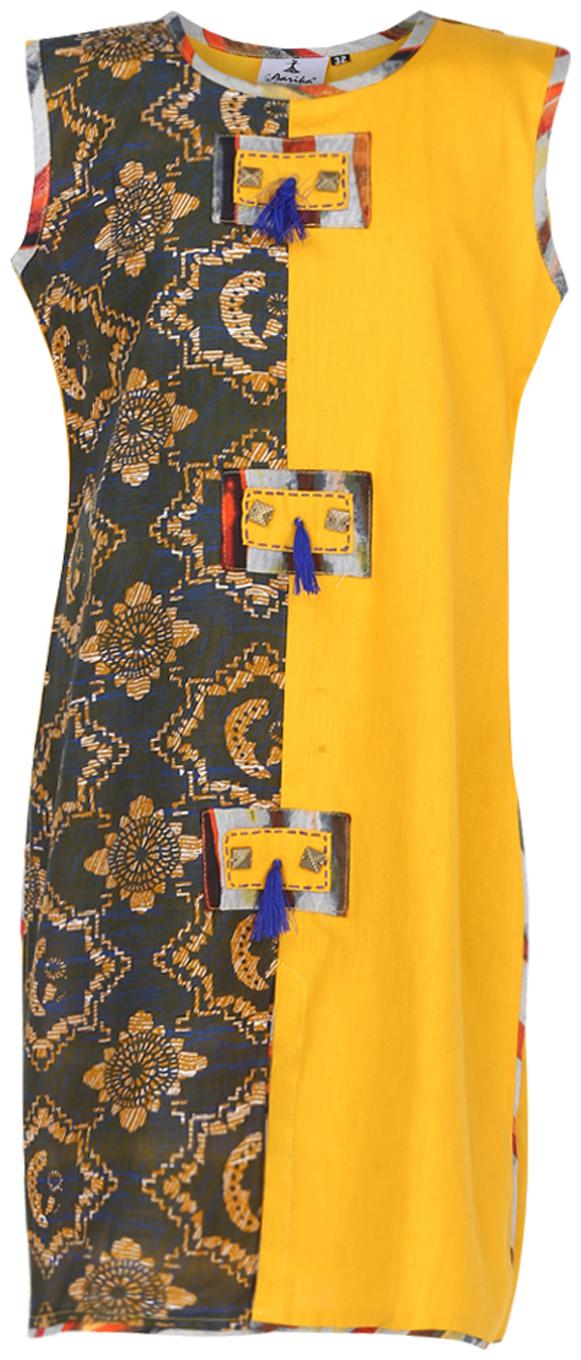 

Aarika Girl s Cotton Printed Sleeveless Kurta kurti - Multi