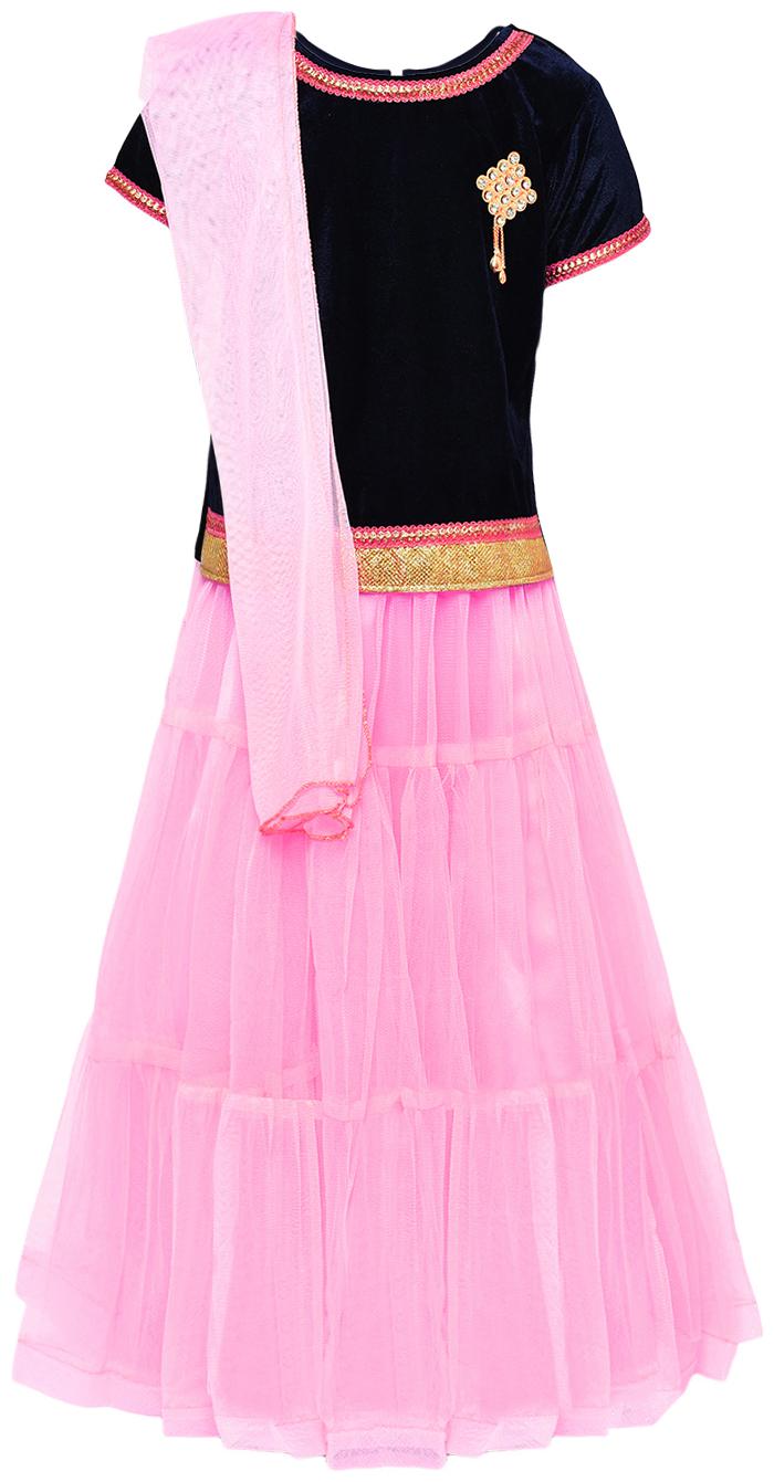 

Aarika Girl s Velvet Lehenga Choli Dupatta Set (Pink Blue)