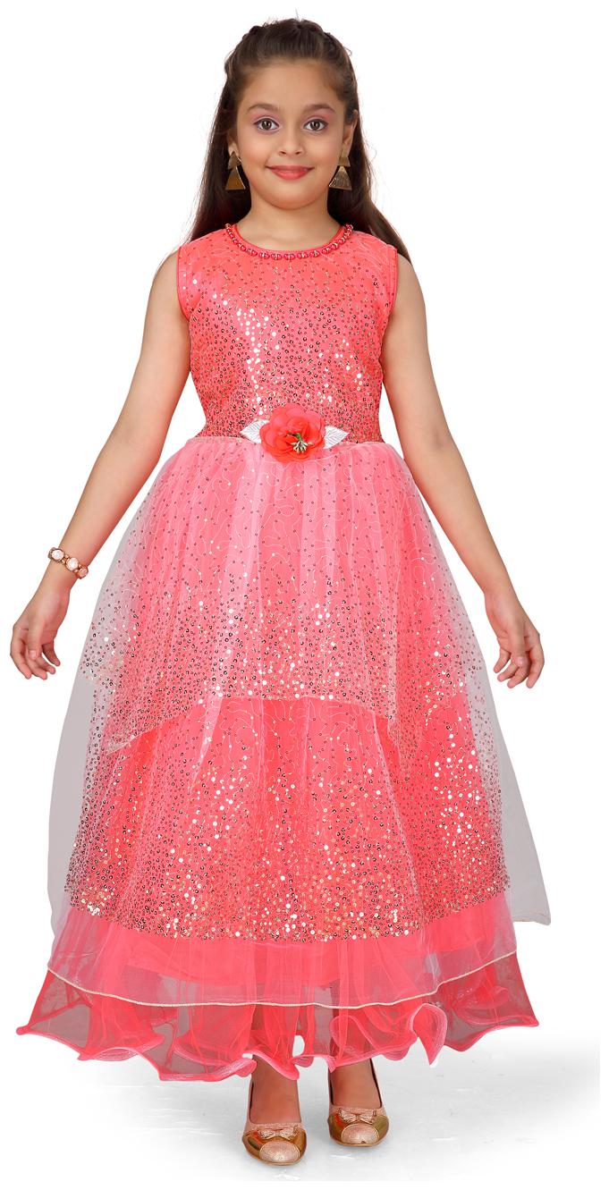 

Aarika Girl s Polyester Self design Sleeveless Gown - Red
