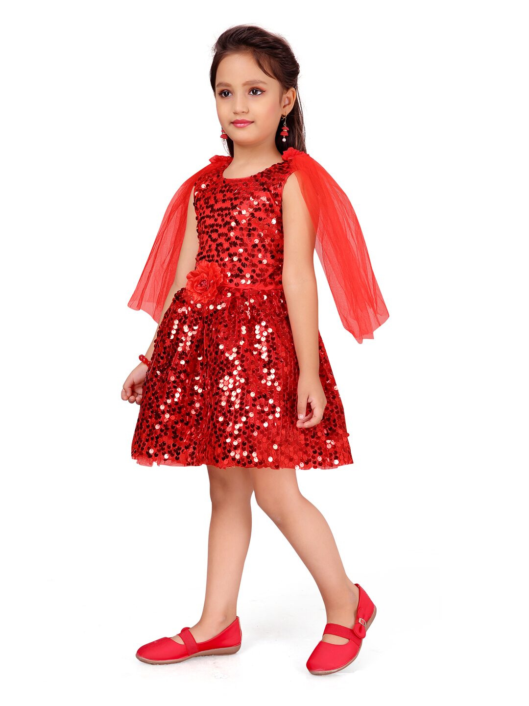

Aarika Red Polyester Sleeveless Knee Length Princess Frock ( Pack of 1 )