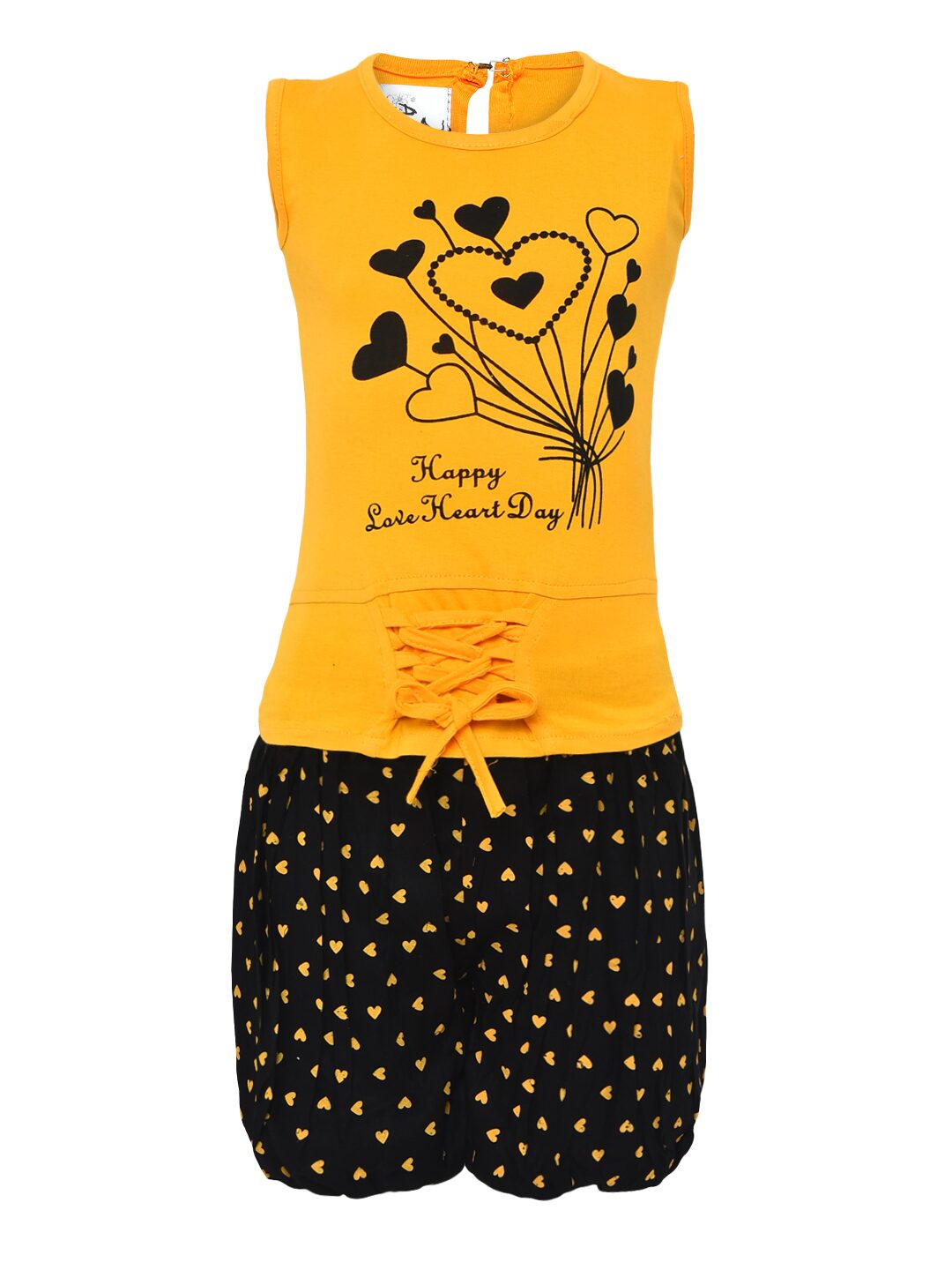 

Aarika Girl Cotton Top Bottom Set - Yellow Black