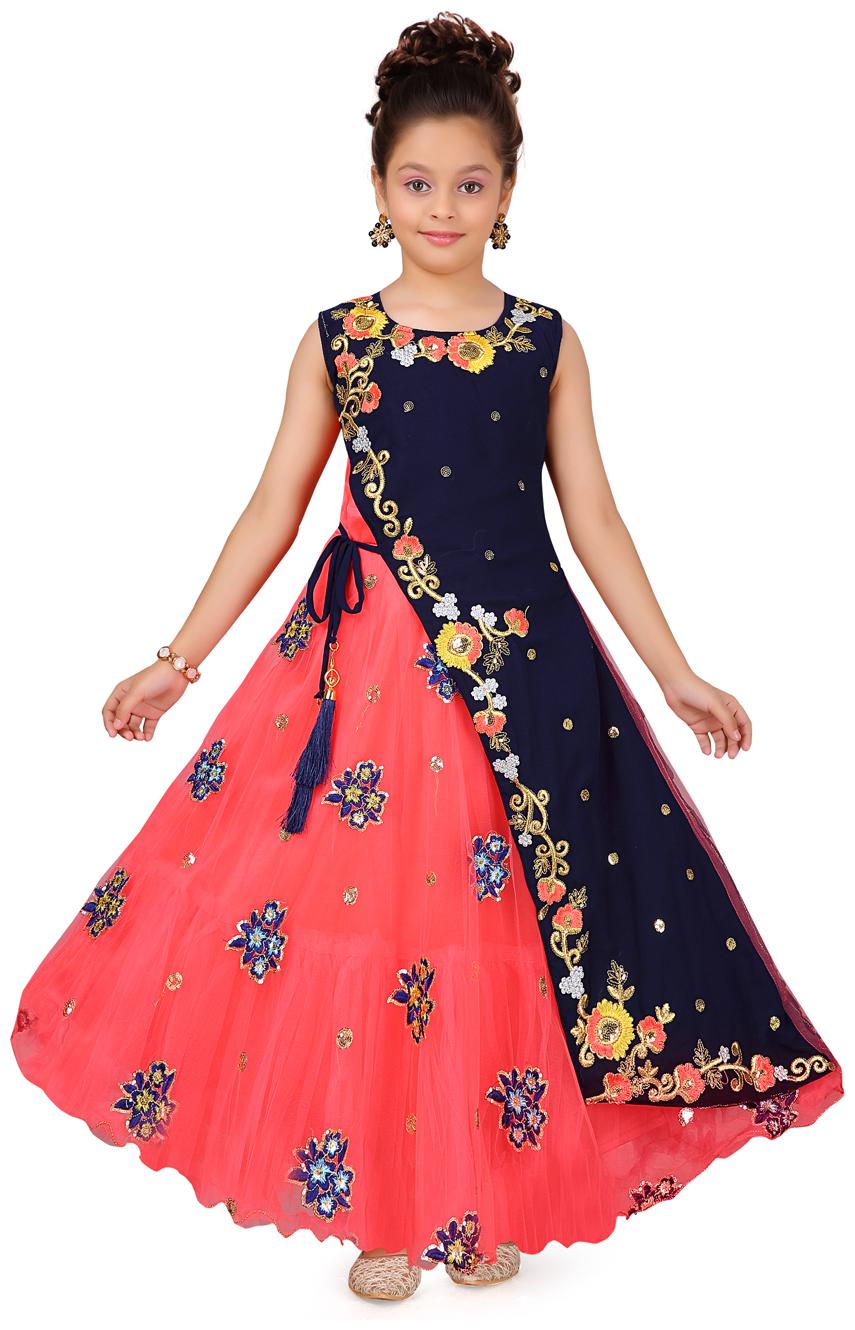 

Aarika Girl s Polyester Self design Sleeveless Gown - Red