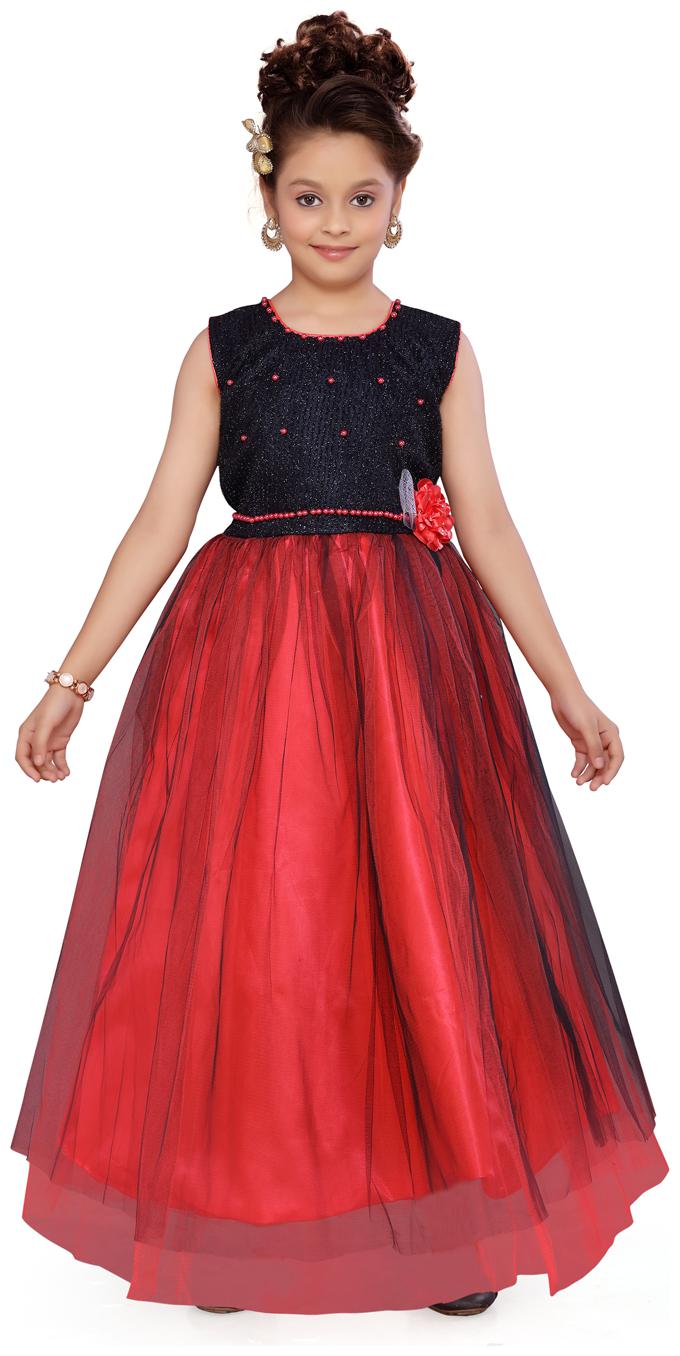 

Aarika Girl s Polyester Solid Sleeveless Gown - Red