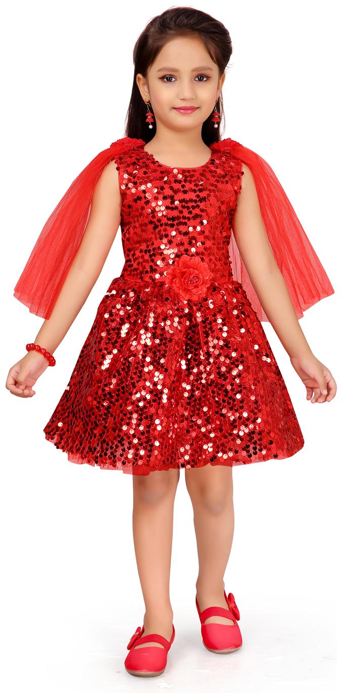 

Aarika Baby girl Net Embellished Princess frock - Red