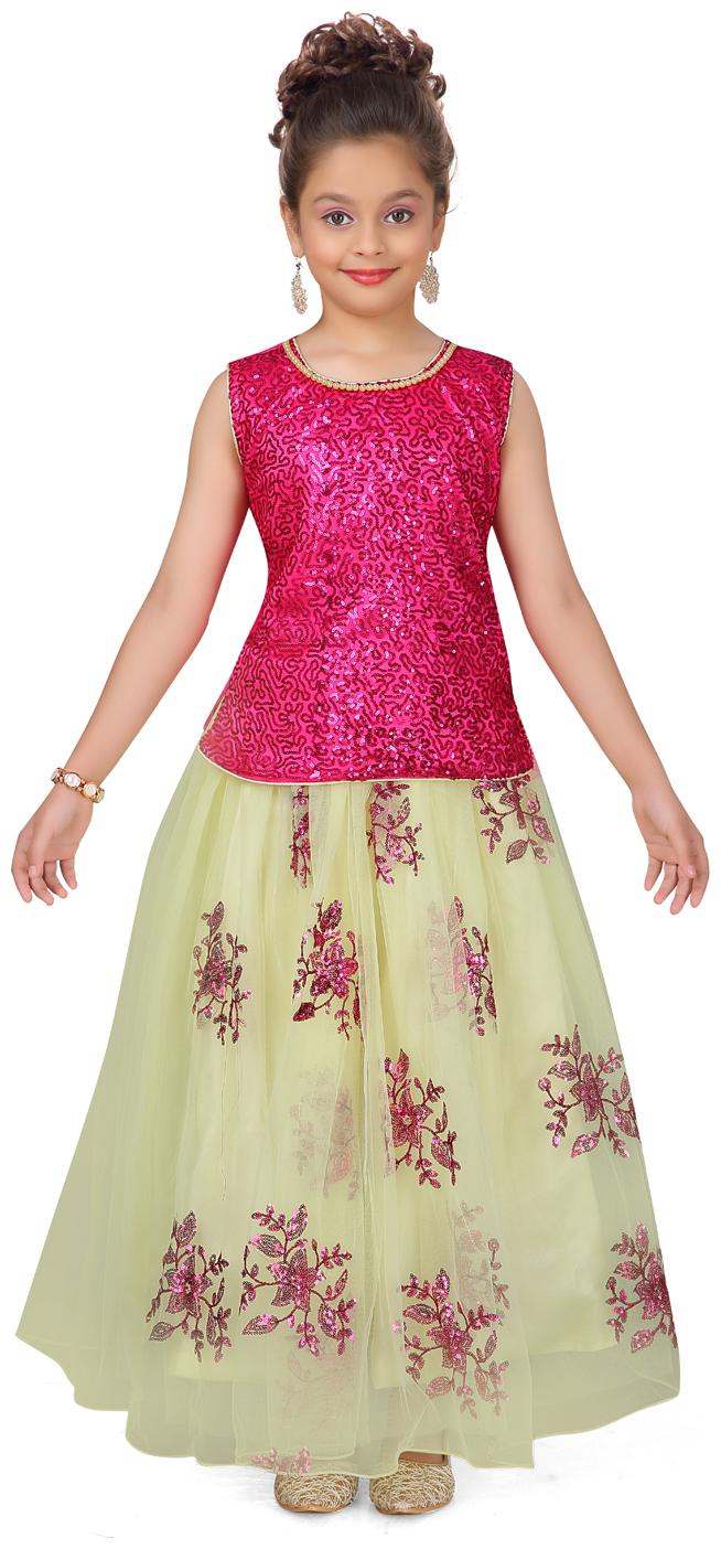 

Aarika Girl s Silk Embellished Sleeveless Lehenga choli - Pink