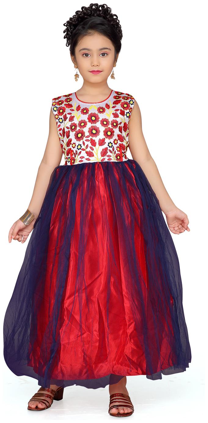 

Aarika Girl s Net Self design Sleeveless Gown - White