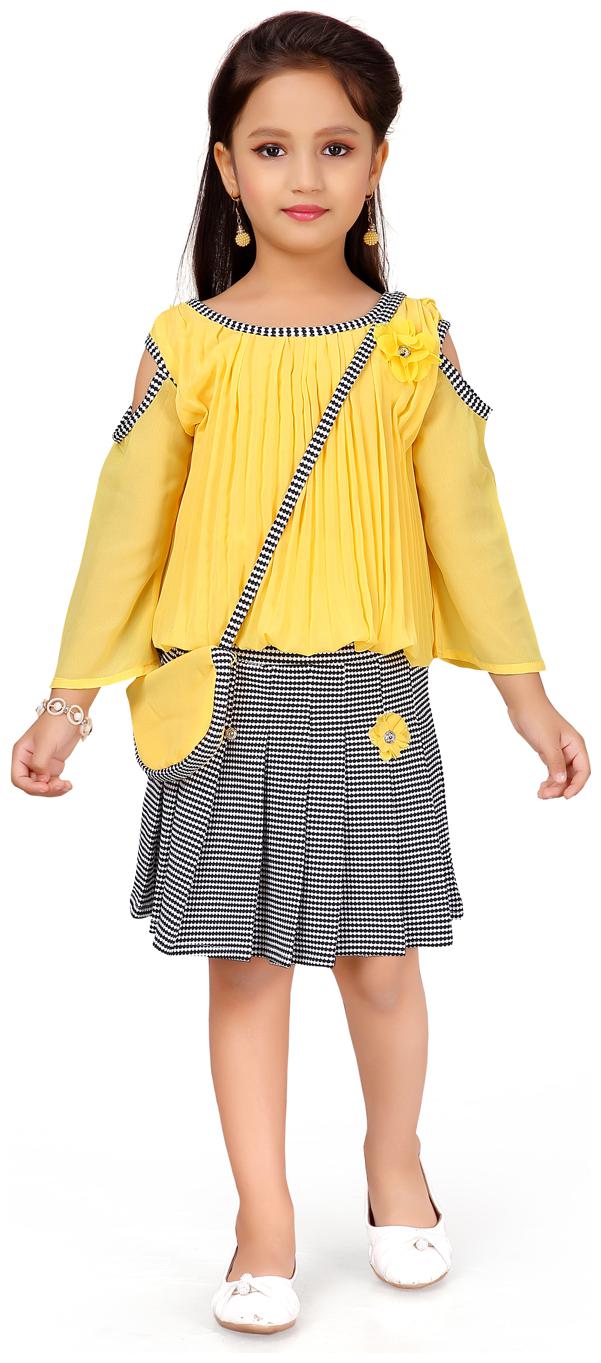 

Aarika Girl Georgette Top Bottom Set - Yellow