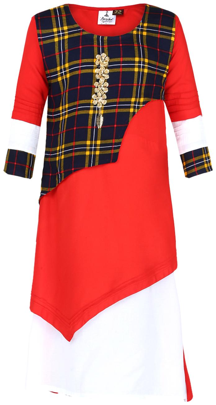 

Aarika Girl s Cotton Printed 3 4th sleeves Kurta kurti - Multi