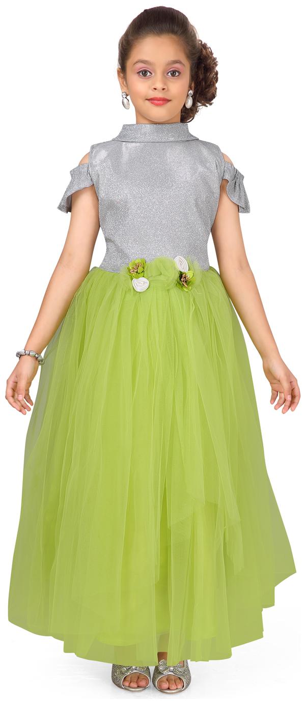 

Aarika Girl s Polyester Self design Short sleeves Gown - Green