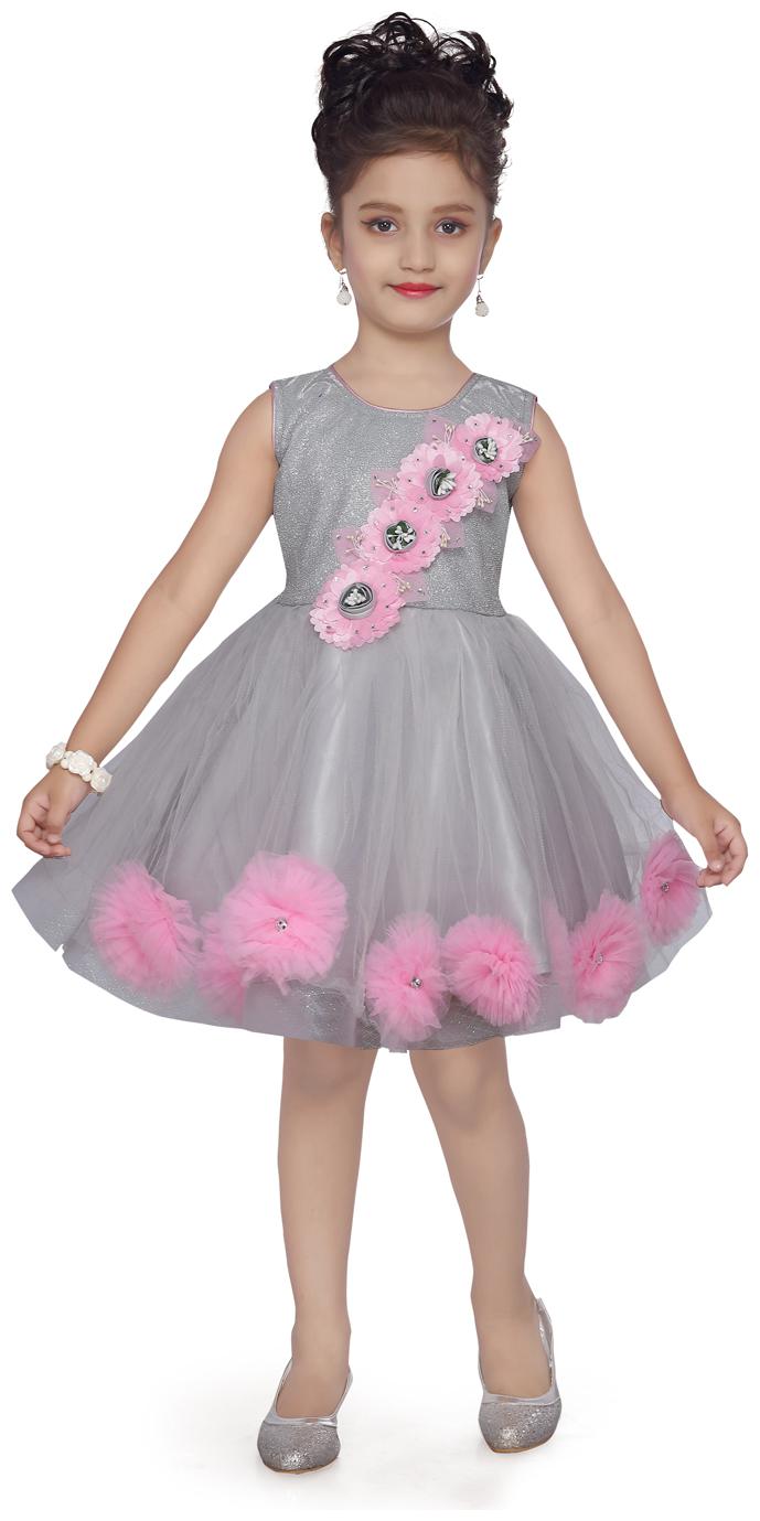 

Aarika Baby girl Net Floral Princess frock - Pink
