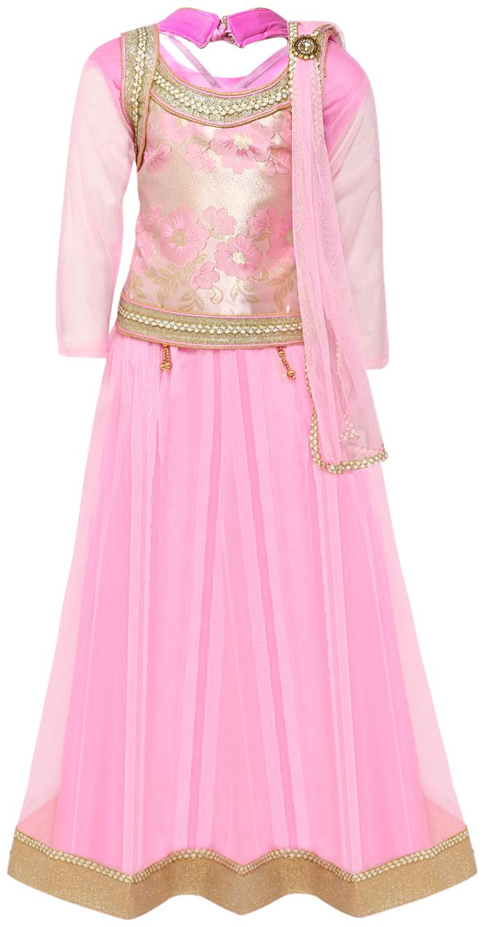 

Aarika Girl s Brokit Lehenga Choli Dupatta Set (Pink)