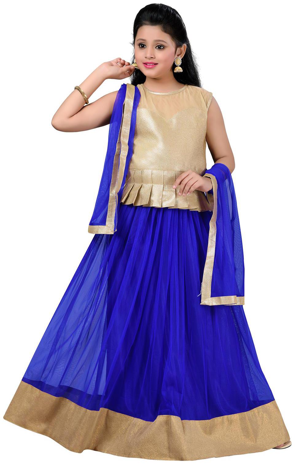 

Aarika Girl s Satin Solid Sleeveless Lehenga choli - Multi