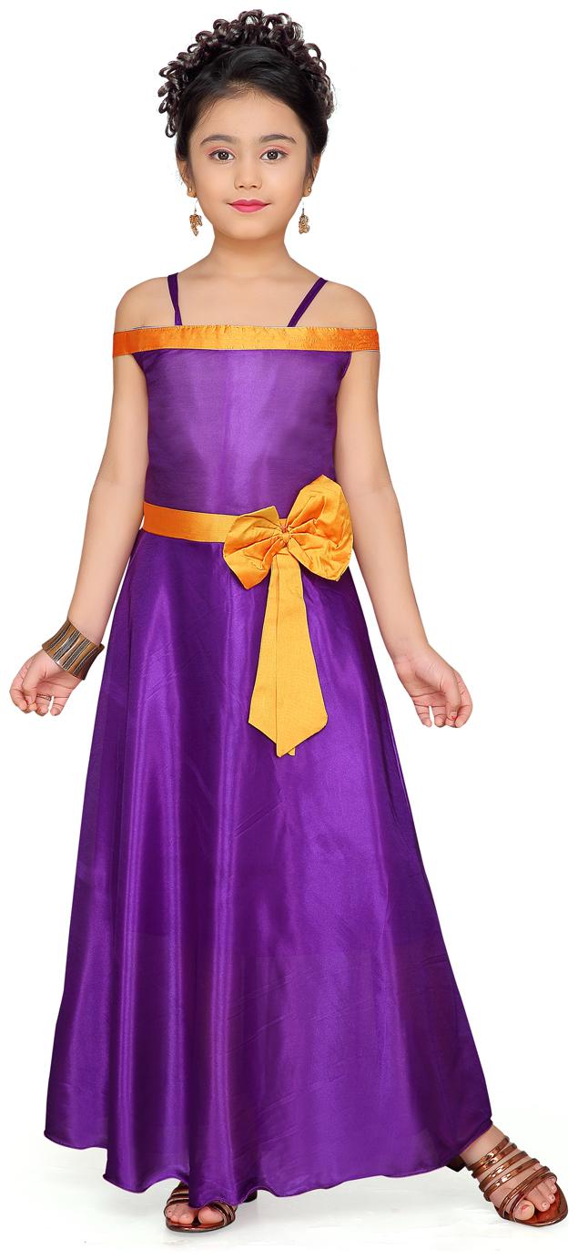 

Aarika Girl s Silk Self design Sleeveless Gown - Purple