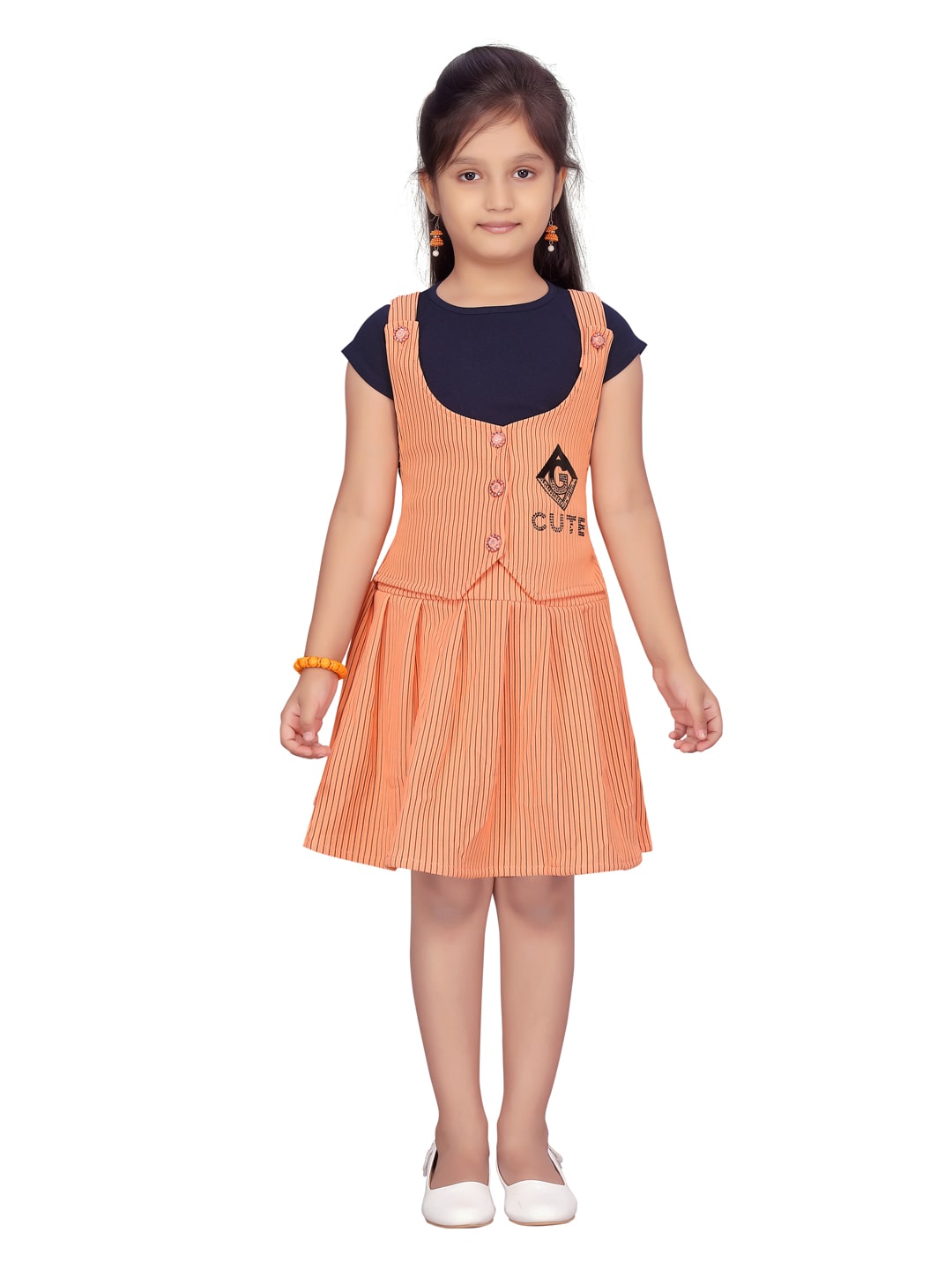 

Aarika Girl Blended Top Bottom Set - Blue Orange