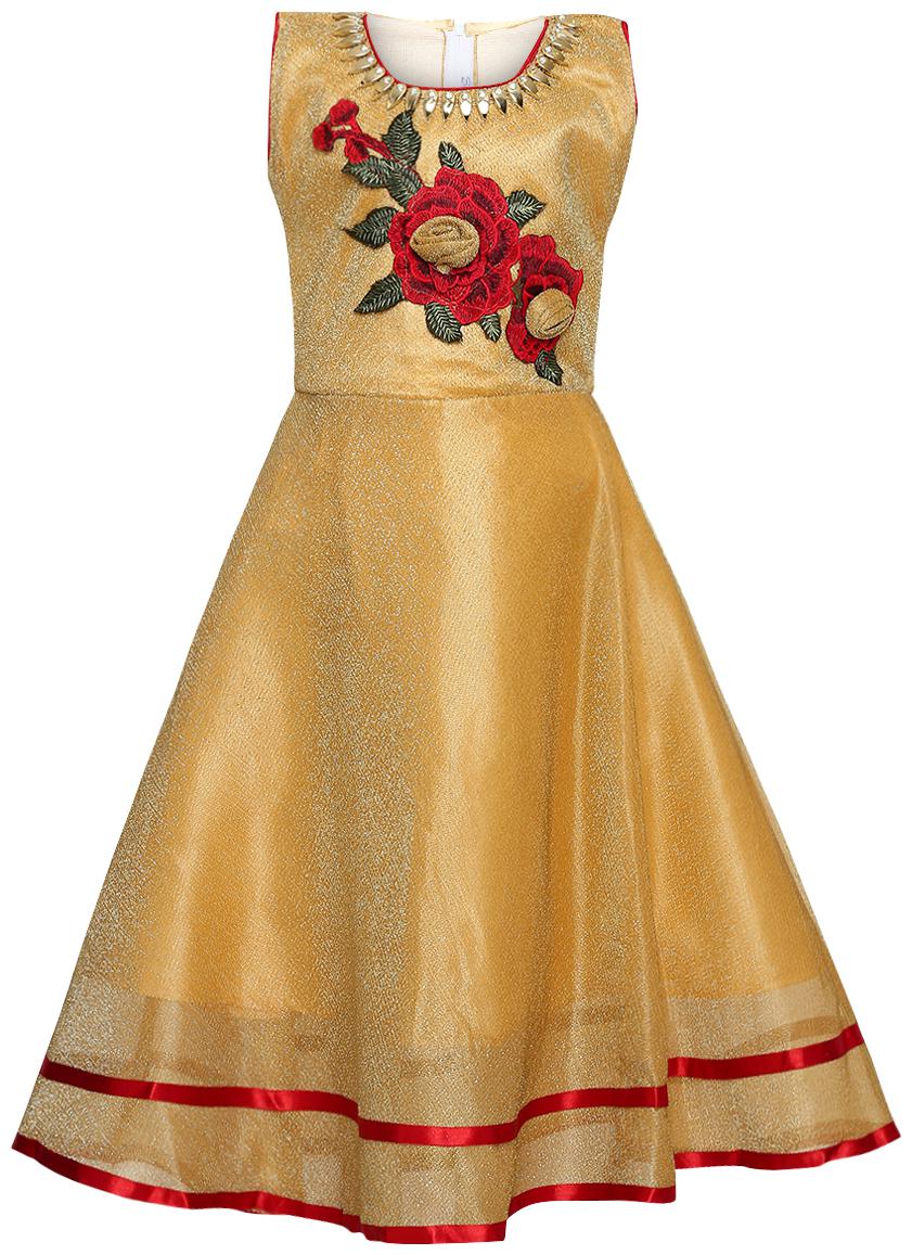 

Aarika Girl s Nylon Self design Sleeveless Gown - Yellow