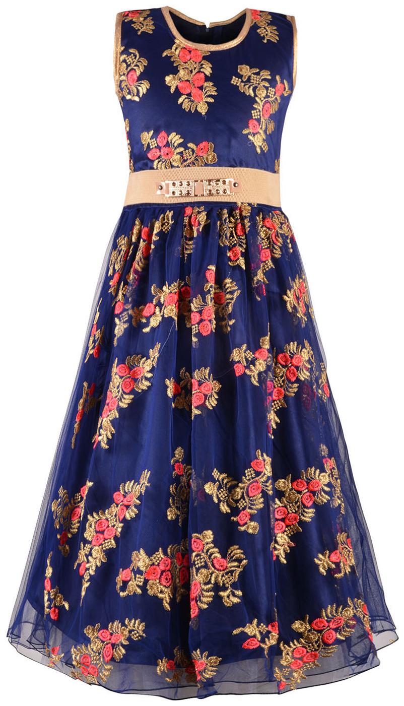 

Aarika Girl s Net Self design Sleeveless Gown - Red