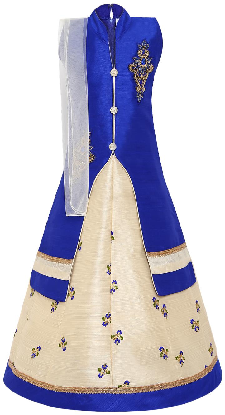 

Aarika Girl s Art silk Embellished Sleeveless Lehenga choli - Blue