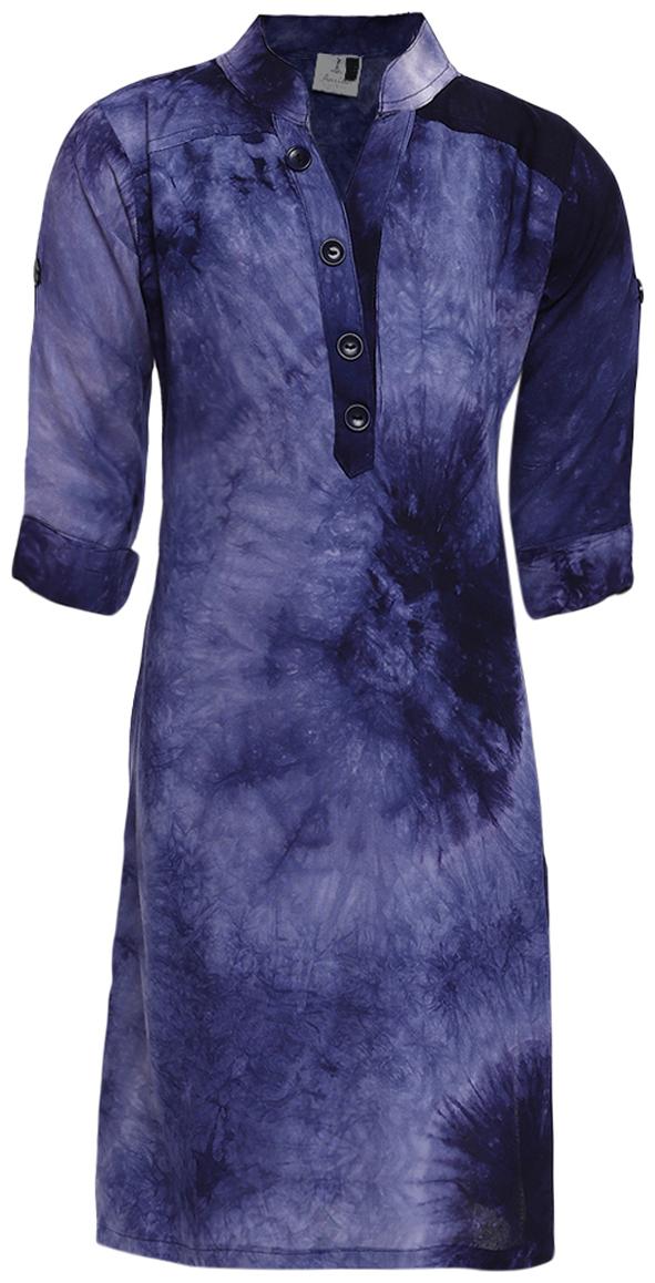 

Aarika Girl s Cotton Printed 3 4th sleeves Kurta kurti - Blue