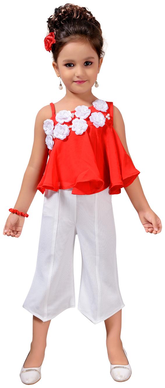 

Aarika Red White Georgette Sleeveless Knee Length Princess Frock ( Pack of 1 )