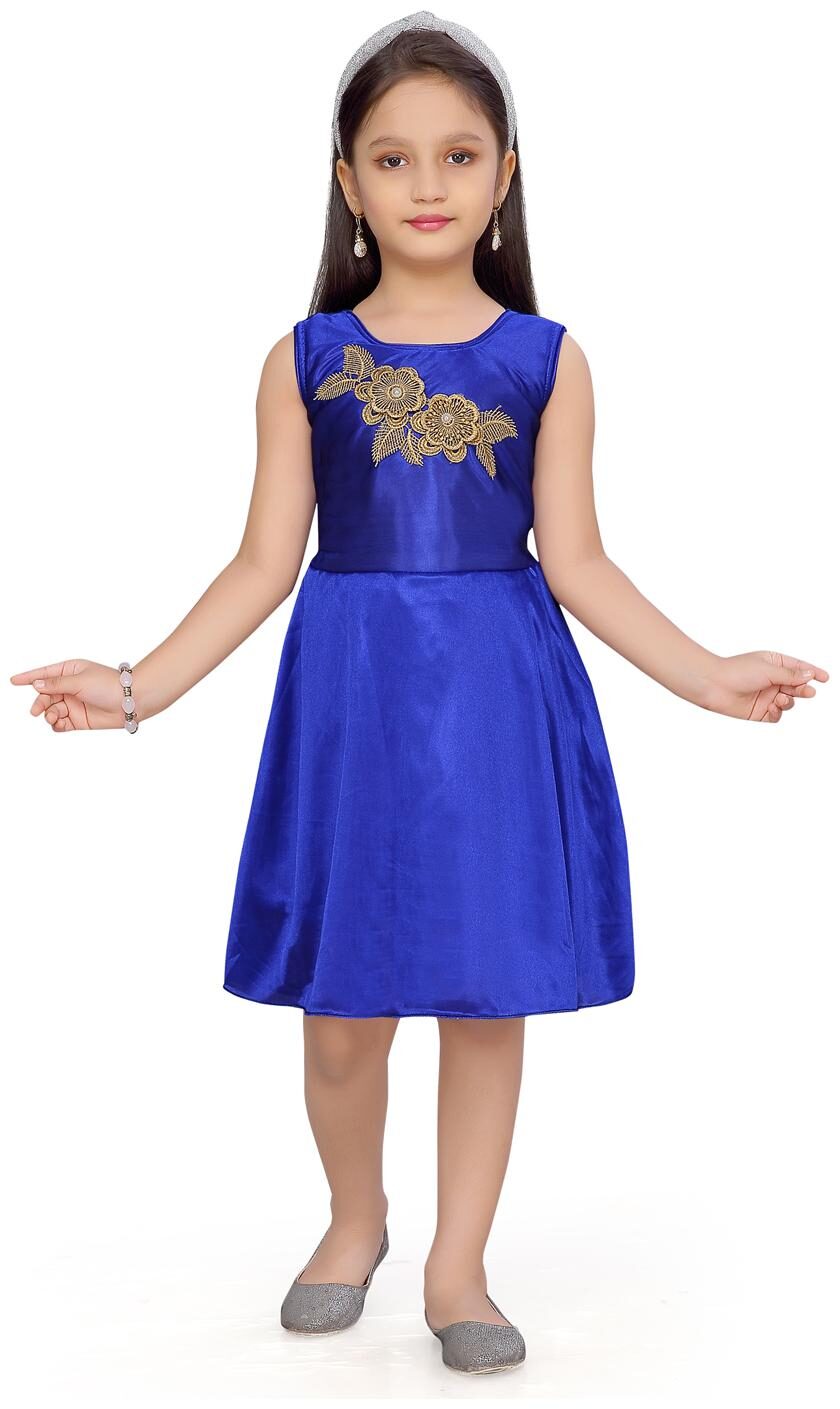 

Aarika Baby girl Synthetic Self design Princess frock - Blue