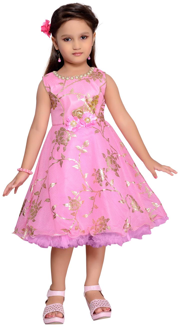 

Aarika Pink Cotton Blend Sleeveless Knee Length Princess Frock ( Pack of 1 )
