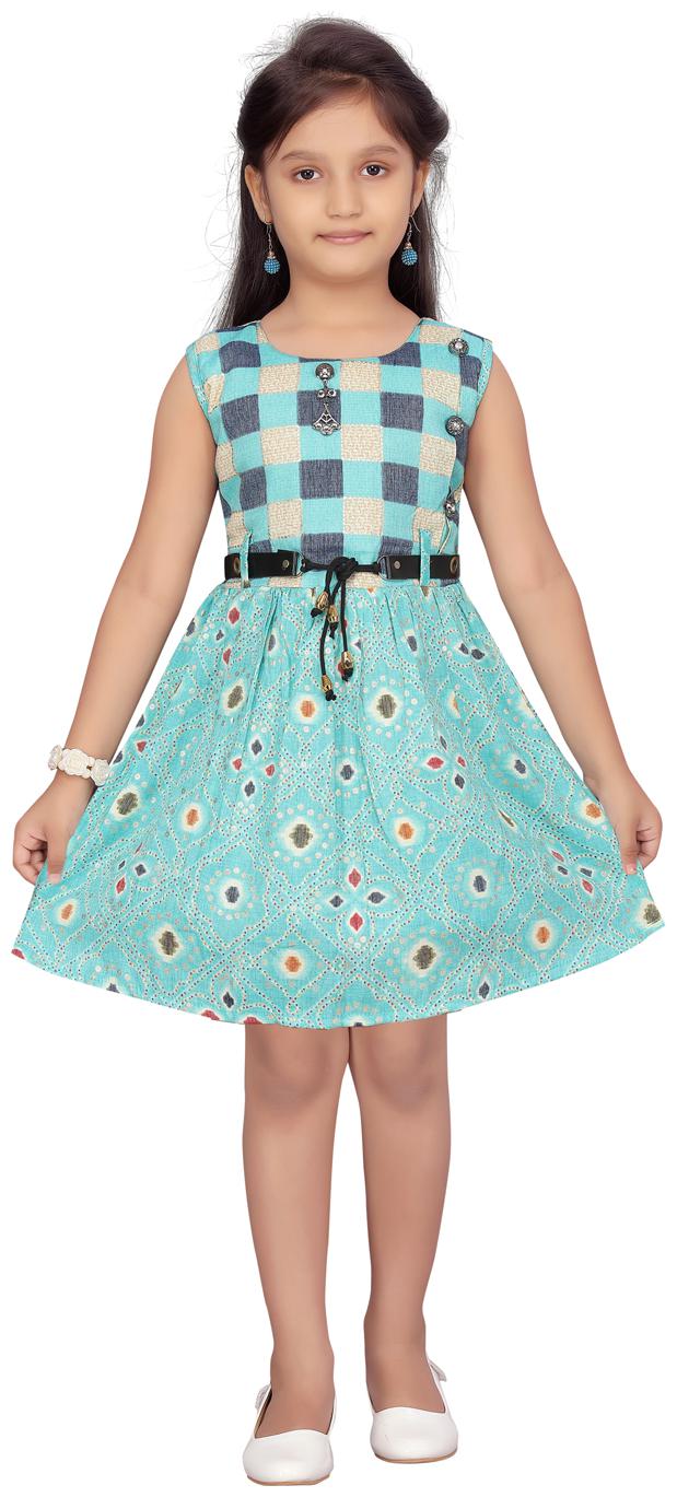 

Aarika Blue Cotton Sleeveless Knee Length Princess Frock ( Pack of 1 )