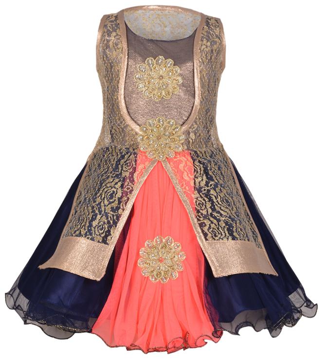 

Aarika Multi Net Sleeveless Knee Length Princess Frock ( Pack of 1 )