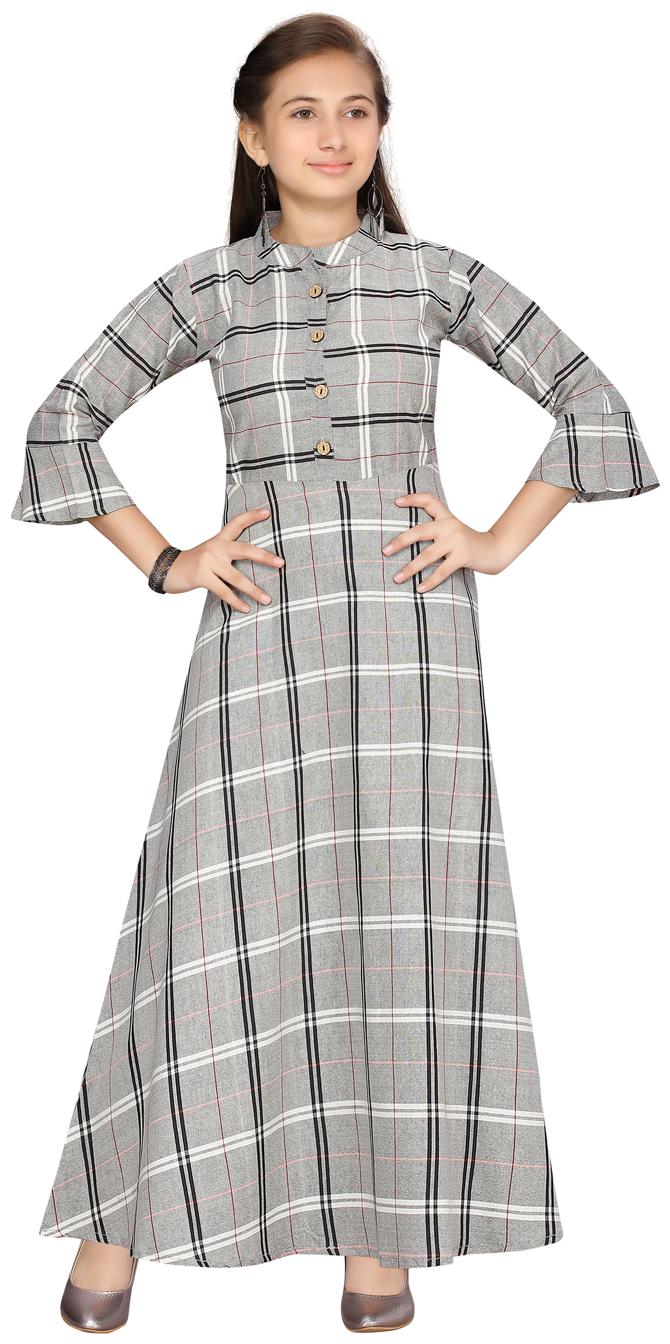 

Aarika Grey Cotton 3 4th Sleeves Knee Length Princess Frock ( Pack of 1 )