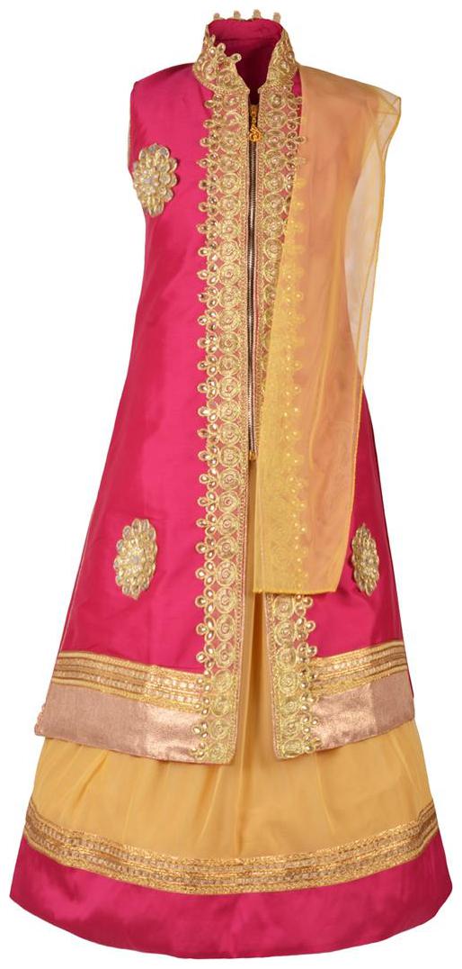 

Aarika Girl s Net Embellished Sleeveless Lehenga choli - Beige