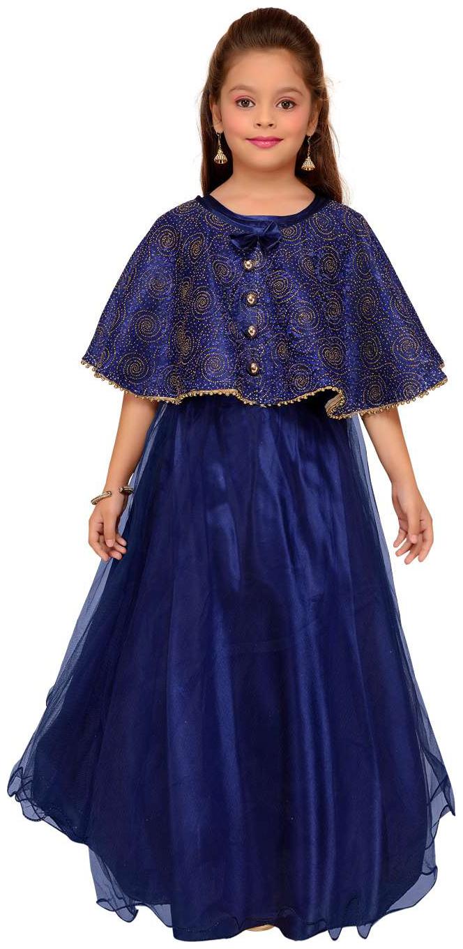 

Aarika Girl s Net Solid Short sleeves Gown - Blue