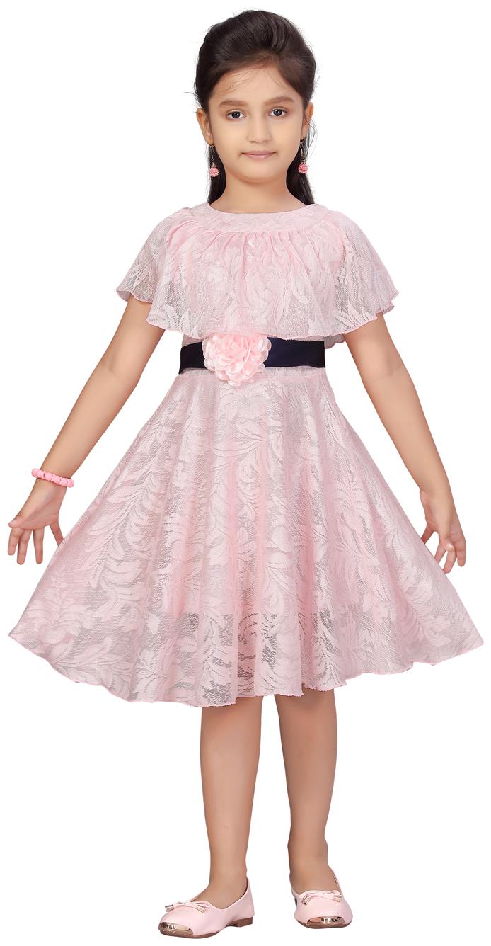 

Aarika Pink Net Short Sleeves Knee Length Princess Frock ( Pack of 1 )