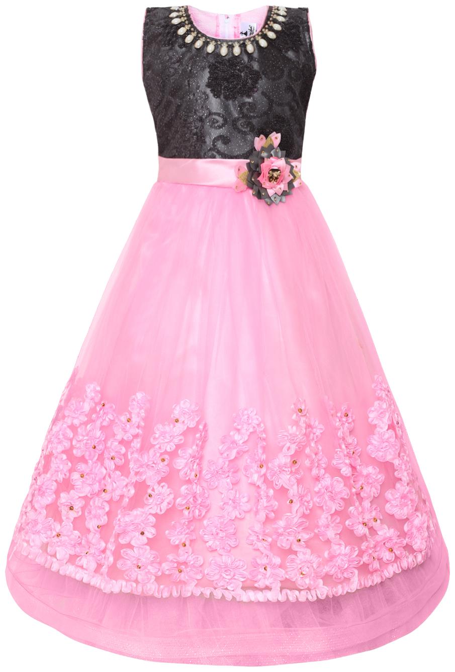

Aarika Nylon Princess Frock Pink Black Color