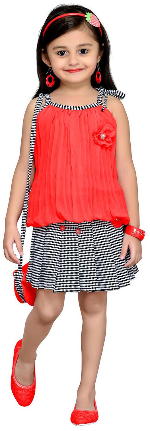 

Aarika Red Georgette Sleeveless Knee Length Princess Frock ( Pack of 1 )