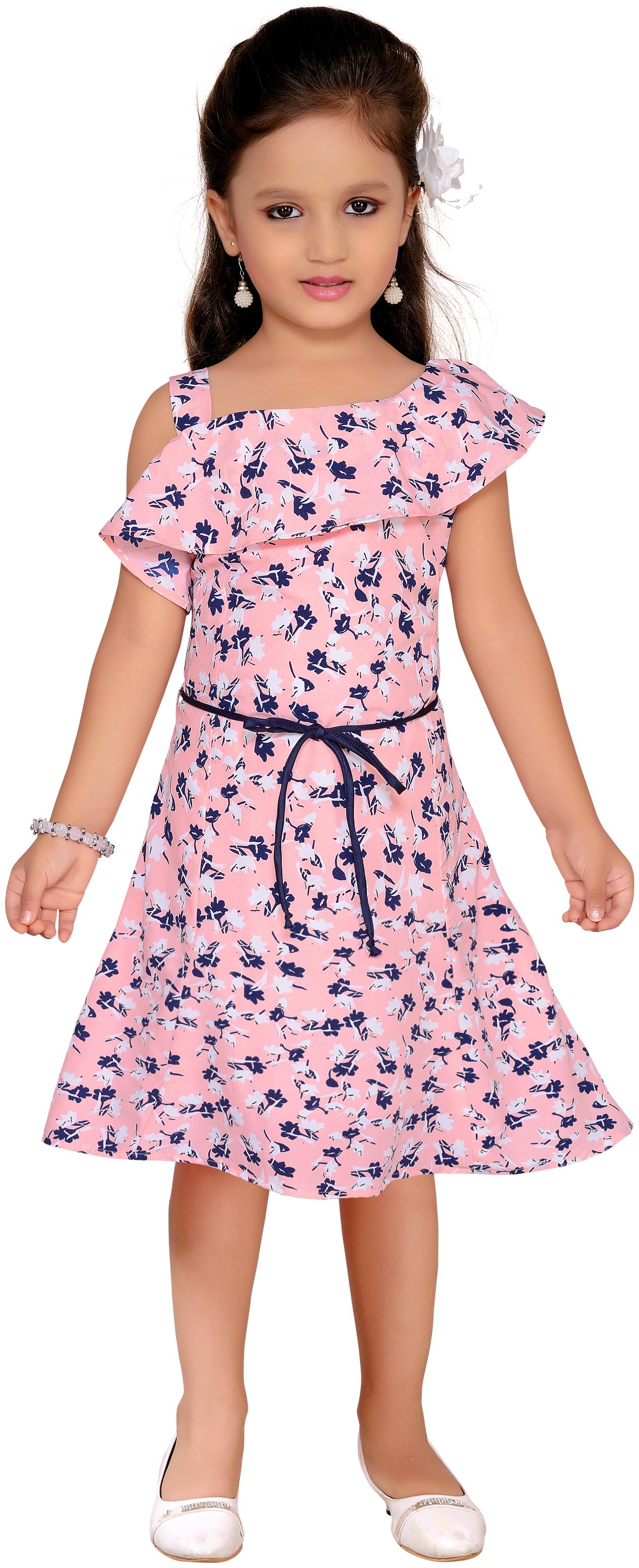 

Aarika Peach Cotton Lycra Blend Midi A-Line Dress