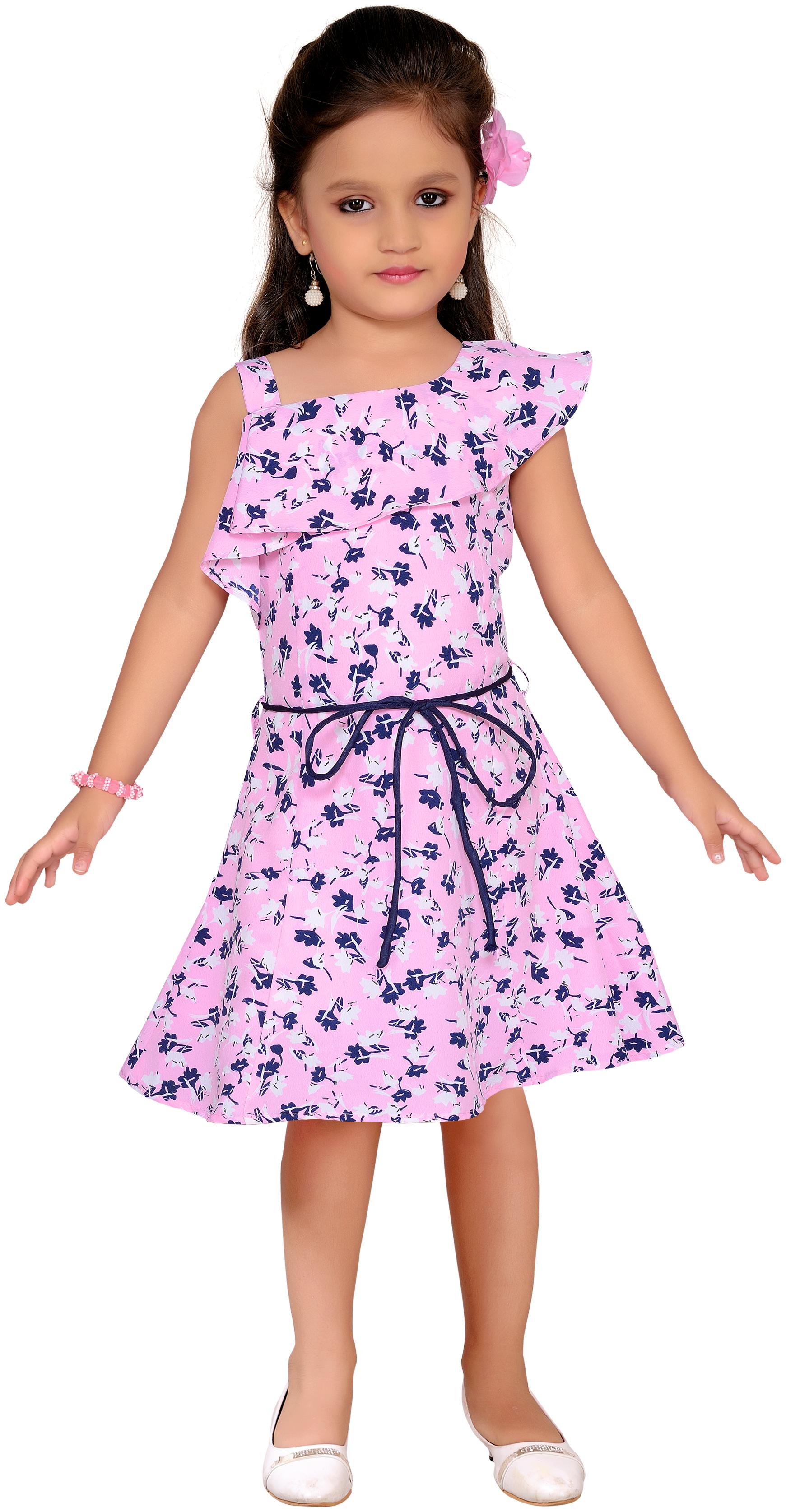 

Aarika Pink Cotton Lycra Blend Midi A-Line Dress