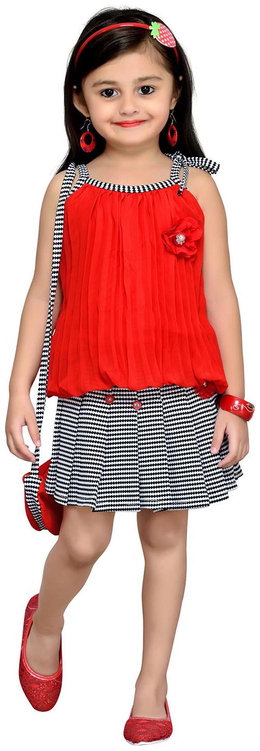 

Aarika Red Georgette Sleeveless Knee Length Princess Frock ( Pack of 1 )