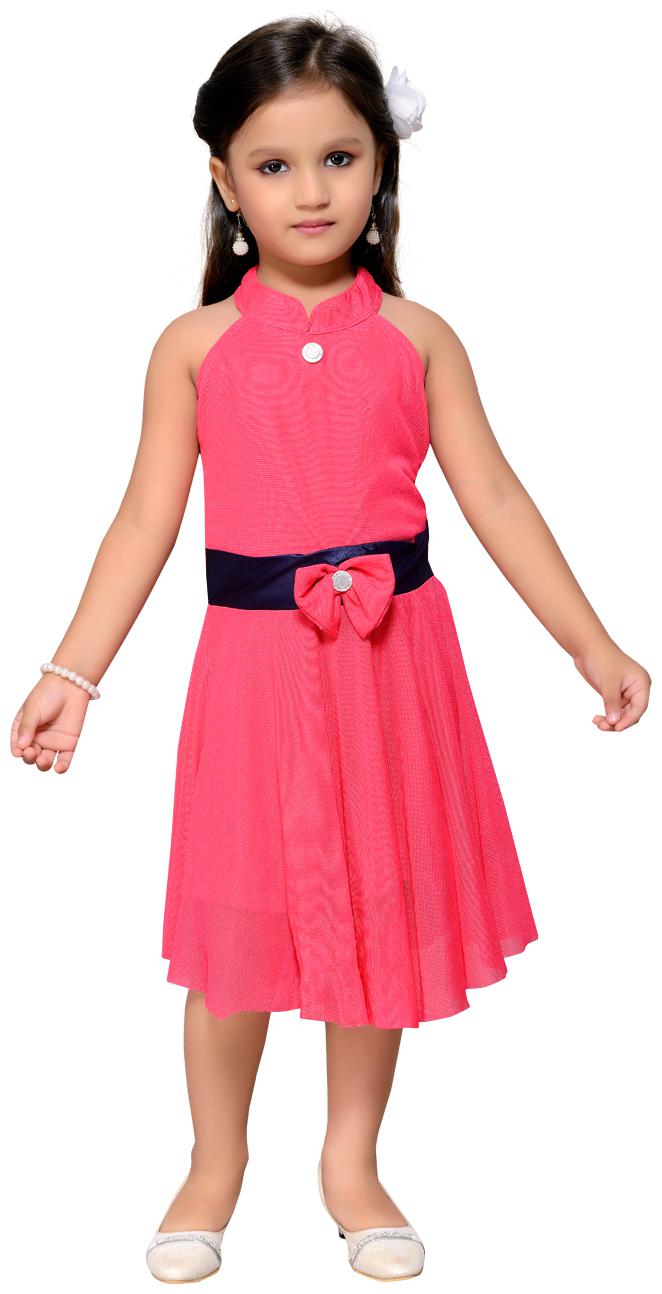 

Aarika Baby girl Net Self design Princess frock - Pink