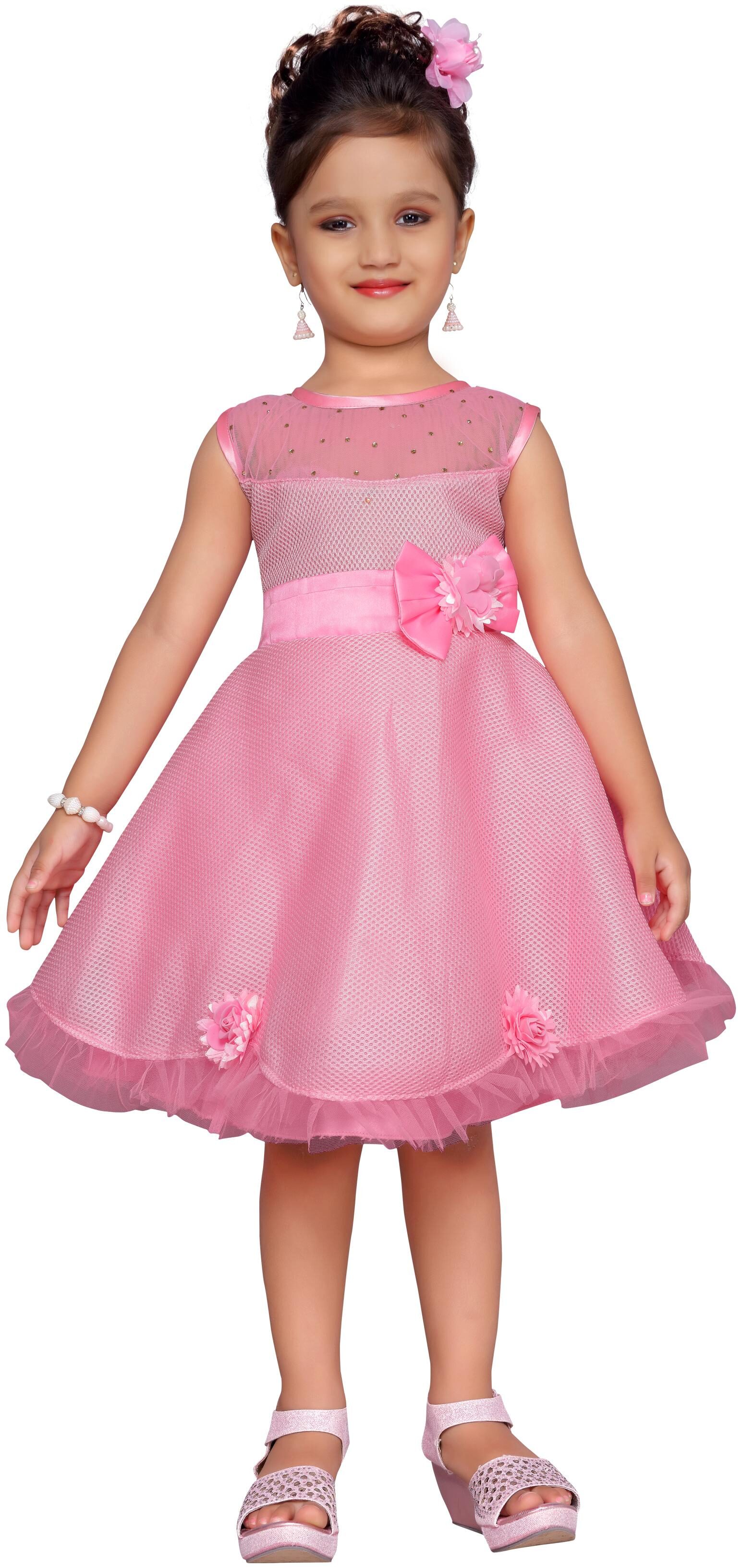 

Aarika Pink Net Sleeveless Knee Length Princess Frock ( Pack of 1 )