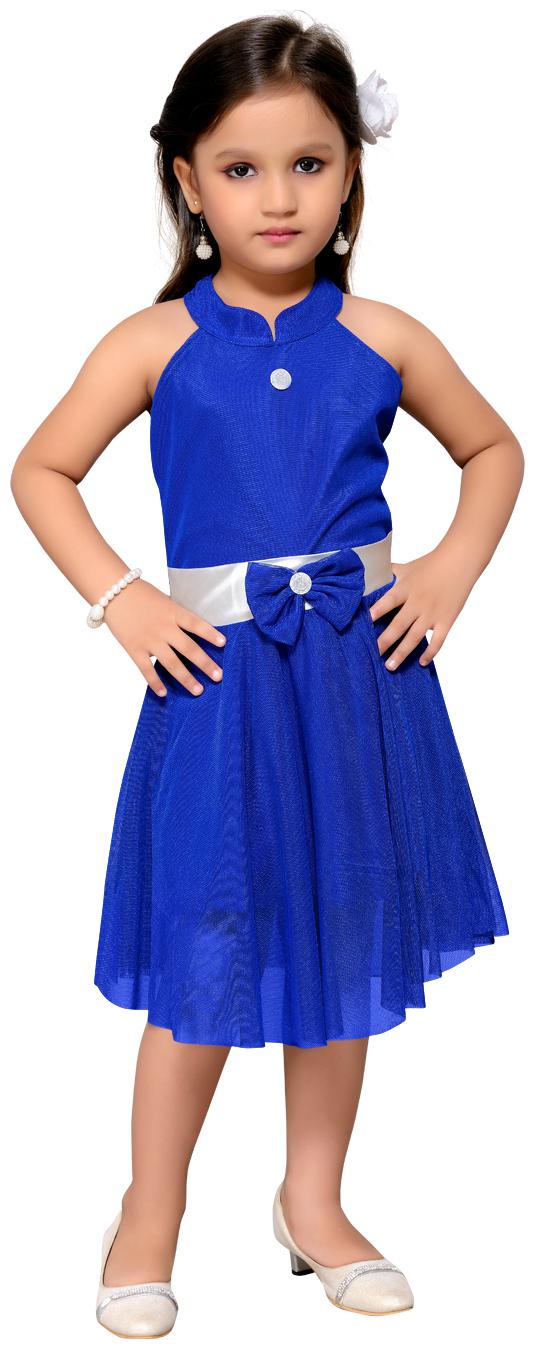 

Aarika Baby girl Net Self design Princess frock - Blue