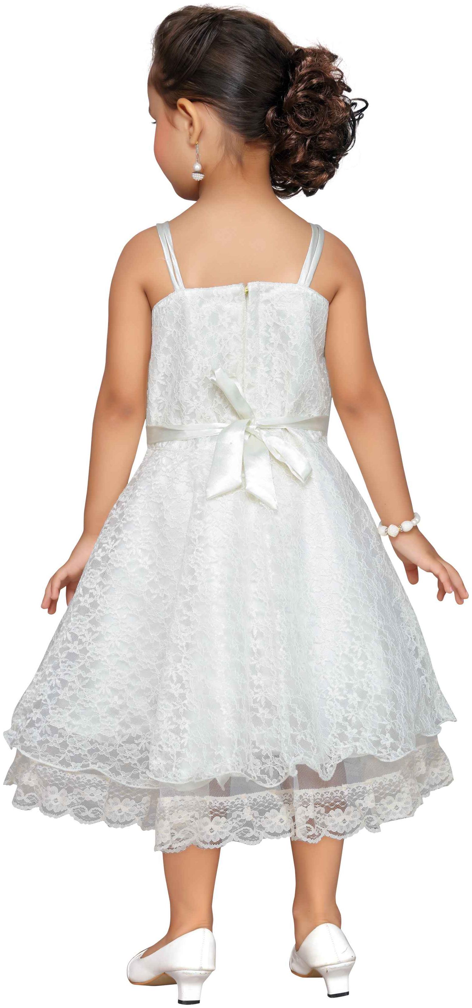 

Aarika Baby girl Net Solid Princess frock - Cream
