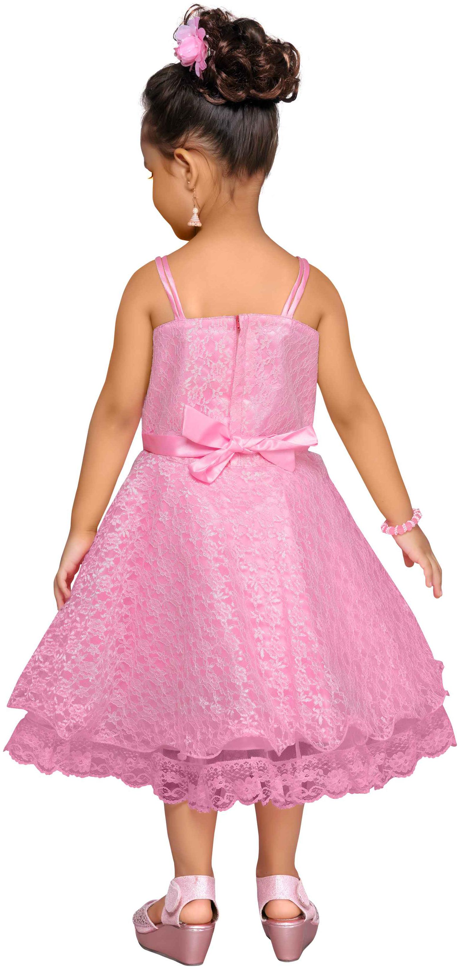

Aarika Pink Net Sleeveless Above Knee Princess Frock ( Pack of 1 )