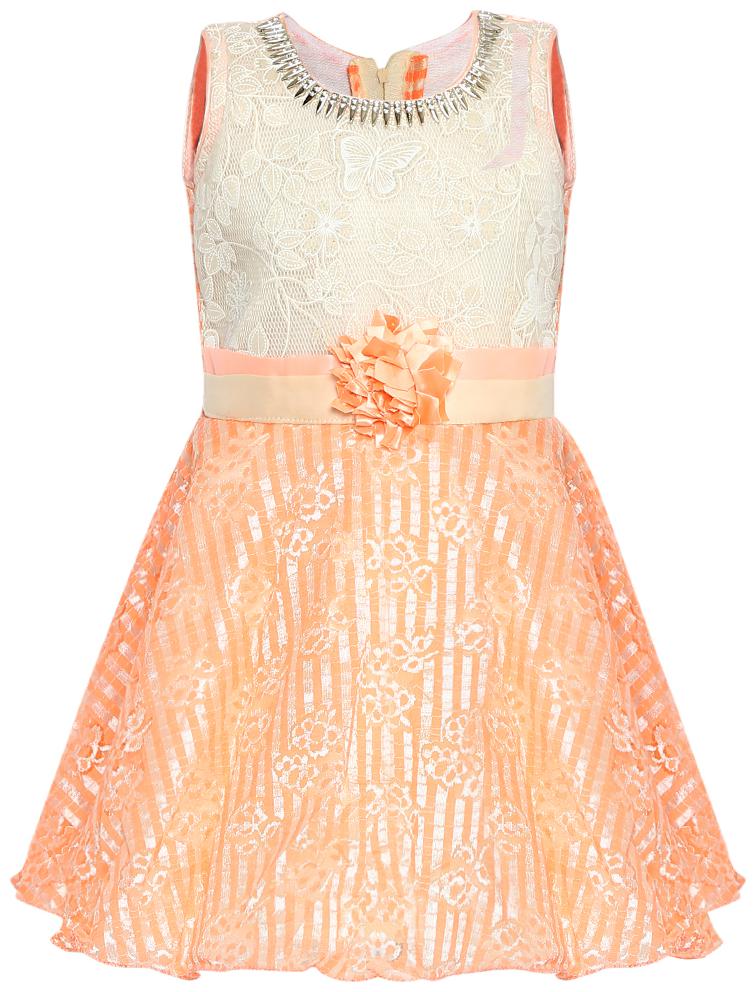 

Aarika Baby girl Cotton Solid Princess frock - Orange